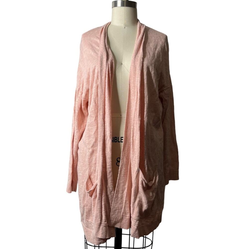 Eileen Fisher Peach Linen Cotton Knit Cardigan Size Medium